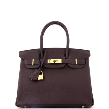 Hermes Birkin Handbag Brown Togo with Gold Hardware 30