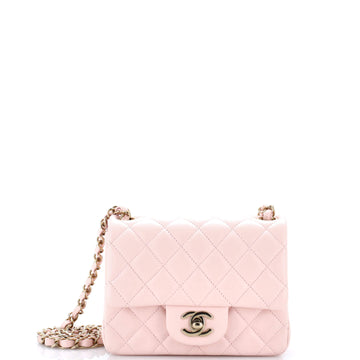 Chanel Square Classic Single Flap Bag Quilted Lambskin Mini