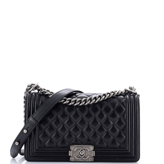 Chanel Boy Flap Bag Quilted Lambskin Old Medium