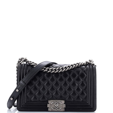 Chanel Boy Flap Bag Quilted Lambskin Old Medium
