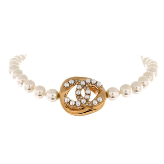 Chanel CC Choker Necklace Faux Pearl with Metal and Crystals