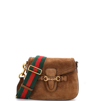 Gucci Lady Web Shoulder Bag Suede Medium