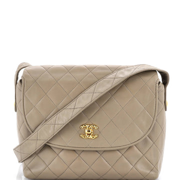 Chanel Vintage Round Flap Shoulder Bag Quilted Lambskin Large