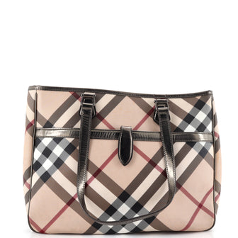 Burberry Nickie Tote Nova Check Coated Canvas Large