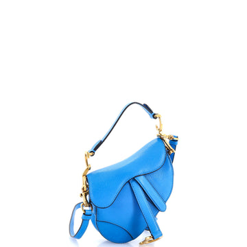 Christian Dior Saddle Handbag with Strap Leather Micro