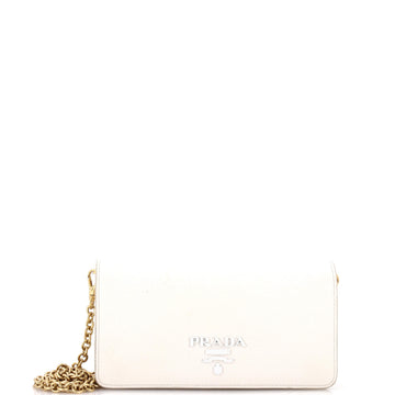 Prada Monochrome Wristlet Wallet on Chain Saffiano Leather Mini