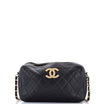 Chanel Vintage CC Camera Bag Quilted Caviar Medium