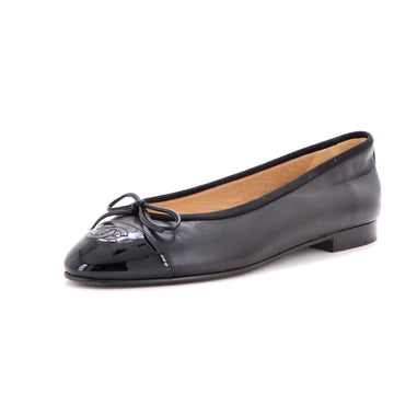 Chanel Women's CC Cap Toe Bow Ballerina Flats Leather and Patent