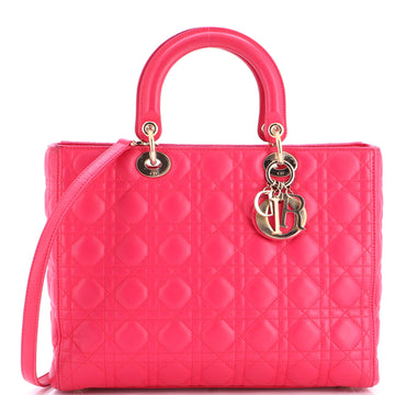 Christian Dior Vintage Lady Dior Bag Cannage Quilt Lambskin Large