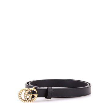 Gucci Pearly GG Marmont Belt Leather Thin