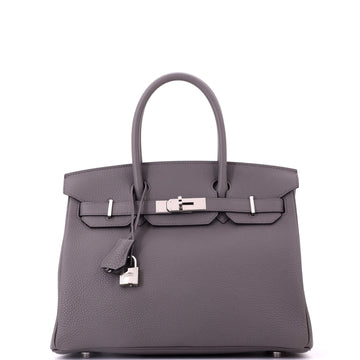Hermes Birkin Handbag Grey Togo with Palladium Hardware 30