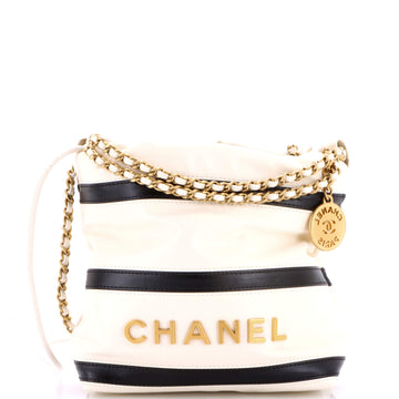 Chanel 22 Chain Hobo Striped Shiny Calfskin Mini