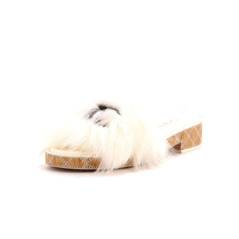 Chanel Women's CC Slide Sandals Shearling