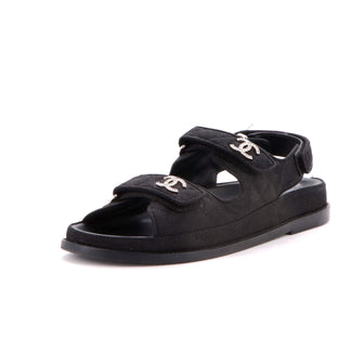 Chanel Women's Velcro Dad Sandals Quilted Fabric