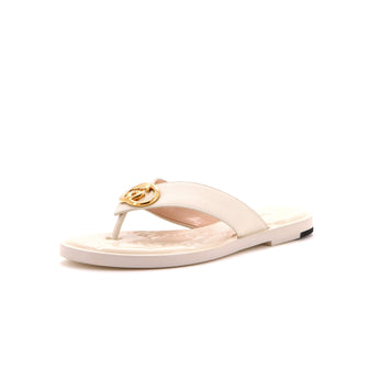 Gucci Women's Nadeline Interlocking G Thong Sandals GG Embossed Leather