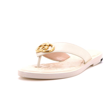 Gucci Women's Nadeline Interlocking G Thong Sandals GG Embossed Leather