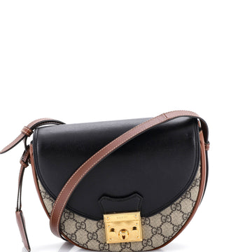 Gucci Padlock Saddle Shoulder Bag GG Coated Canvas and Leather Medium