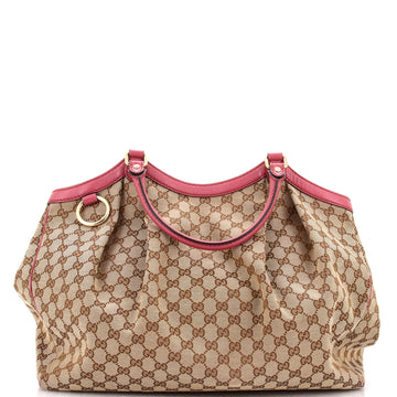 Gucci Sukey Tote GG Canvas with Leather Large