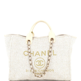Chanel Deauville Tote Raffia with Glitter Detail Medium