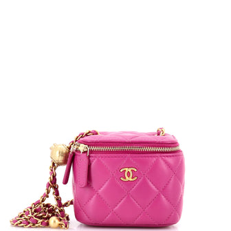 Chanel Pearl Crush Vanity Case with Chain Quilted Lambskin Mini