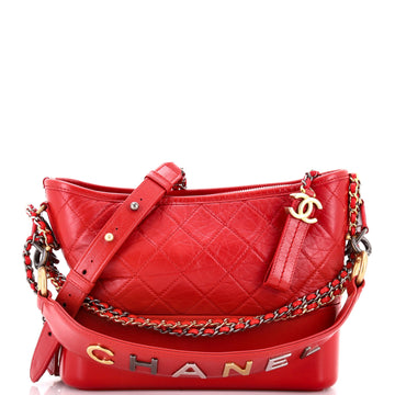 Chanel Gabrielle Hobo with Logo Handle Quilted Aged Calfskin Medium