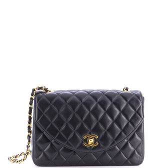 Chanel Vintage Round Flap Bag Quilted Lambskin Small
