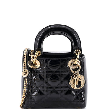 Christian Dior Lady Dior Chain Bag Cannage Quilt Patent Mini