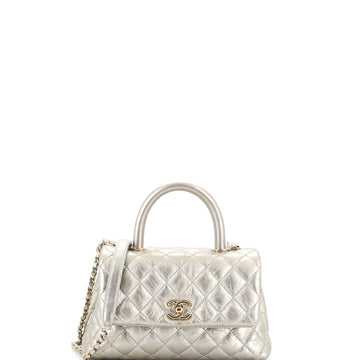 Chanel Coco Top Handle Bag Quilted Aged Calfskin Mini