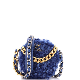 Chanel 19 Round Clutch with Chain Quilted Shearling