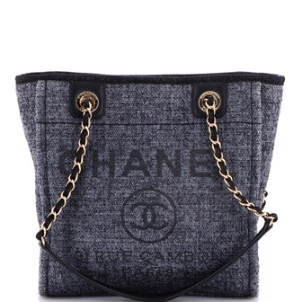 Chanel North South Deauville Tote Raffia with Glitter Detail Small