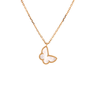 Van Cleef & Arpels Sweet Alhambra Butterfly Pendant Necklace 18K Yellow Gold and Mother of Pearl