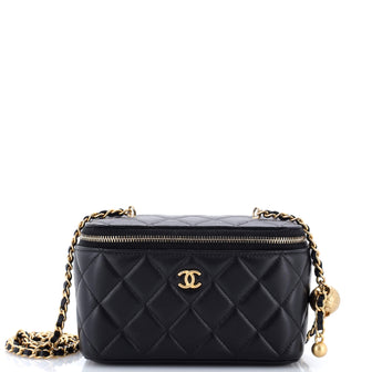 Chanel Pearl Crush Vanity Case with Chain Quilted Lambskin Small