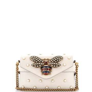 Gucci Broadway Pearly Bee Shoulder Bag Embellished Leather Mini