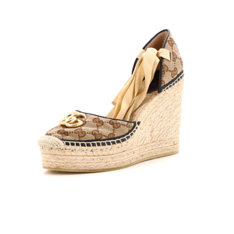 Gucci Women's GG Marmont Wedge Espadrilles Diagonal Quilted GG Canvas