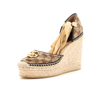 Gucci Women's GG Marmont Wedge Espadrilles Diagonal Quilted GG Canvas
