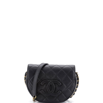 Chanel Timeless CC Curved Flap Messenger Bag Quilted Caviar Small