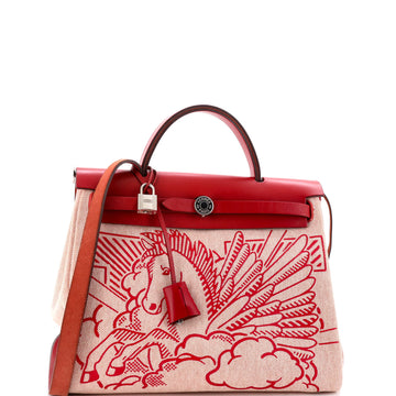 Hermes Herbag Zip Pegase Pop Toile and Leather 31