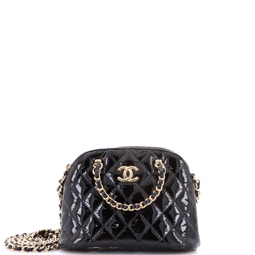 Chanel CC Dome Zip Crossbody Bag Quilted Patent Mini