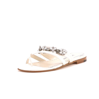 Manolo Blahnik Women's Perlusa Sandals Embellished Satin