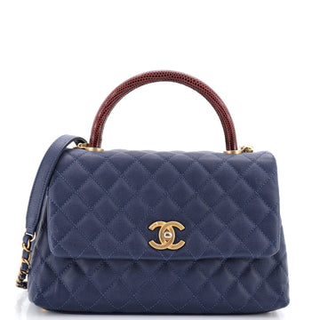 Chanel Coco Top Handle Bag Quilted Caviar with Lizard Small