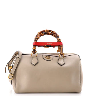 Gucci Diana NM Bamboo Handle Boston Bag Leather