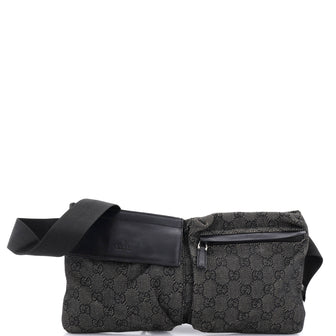 Gucci Vintage Double Belt Bag GG Denim