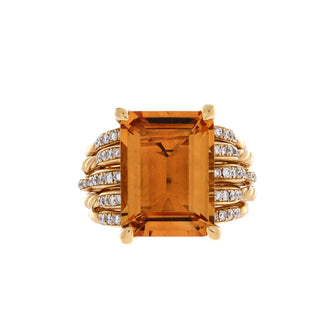 David Yurman Tides Statement Ring 18K Yellow Gold with Citrine and Diamonds 16mm