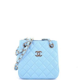 Chanel CC Square Bucket Tote Quilted Caviar Mini
