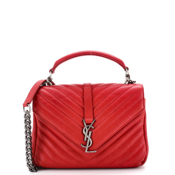 Saint Laurent Classic Monogram College Bag Matelasse Chevron Leather Medium