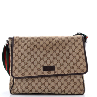 Gucci Web Strap Flap Messenger GG Canvas Medium