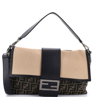 Fendi Baguette Convertible Belt Bag Zucca Canvas with Canvas and Leather Large