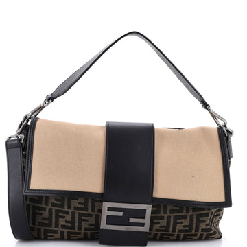 Fendi Baguette Convertible Belt Bag Zucca Canvas with Canvas and Leather Large
