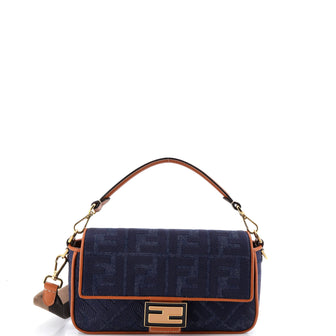 Fendi Baguette NM Bag Zucca Embroidered Denim Medium