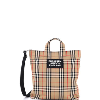 Burberry Artie Convertible Tote Bag Vintage Check Canvas